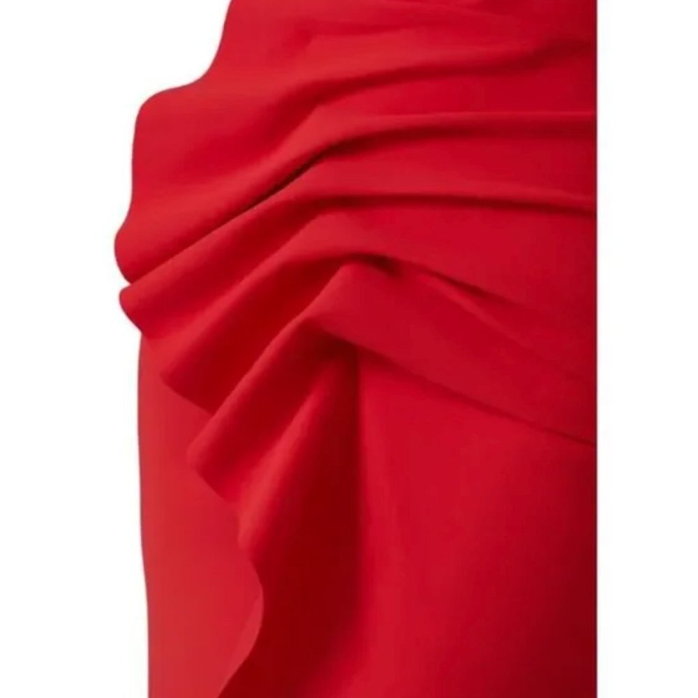 La Petite Robe di Chiara Boni Red Kimina One Shoulder Red Ruffle Gown Dress 10 - Picture 3 of 12
